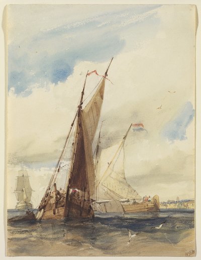 Dutch Fishing Vessels near the French Coast by Richard Parkes Bonington